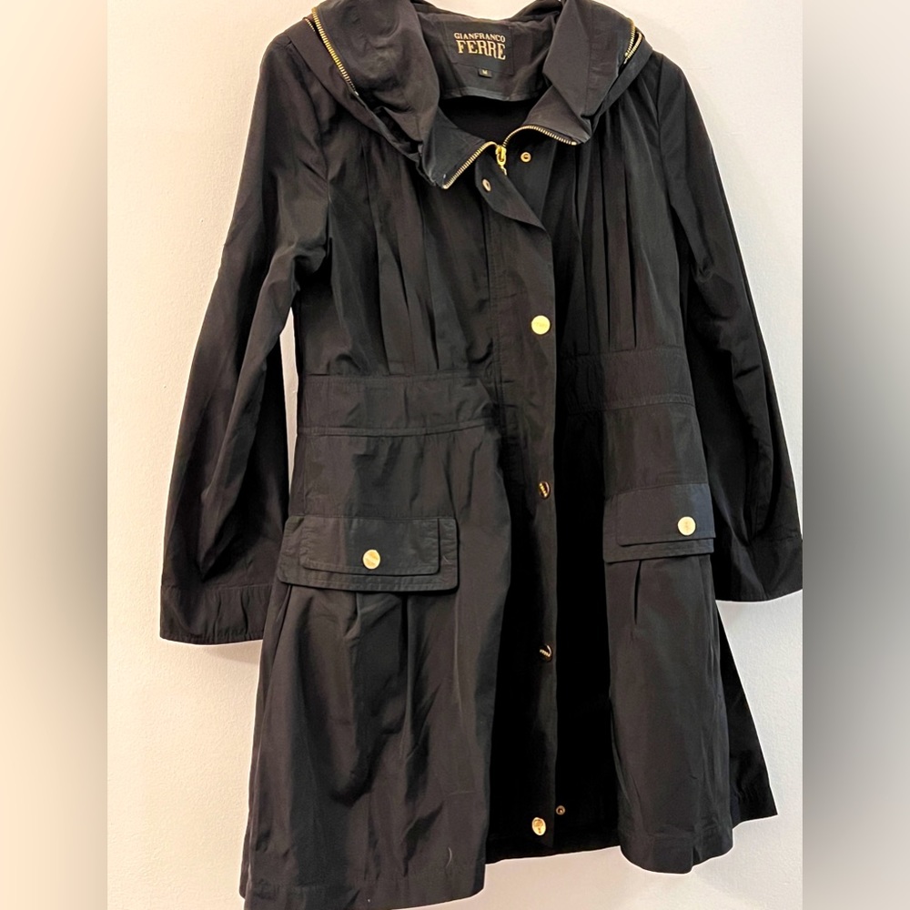 Gianfranco Ferre Black Coat with Gold Accents